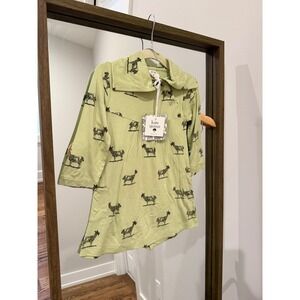 Kate Quinn Bamboo  Kids Goat Print Long Sleeve Dress Bloomer Set 18-24 M